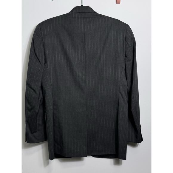 Chaps Woolmark Men’s Blazer Jacket 2-Button Gray Pinstripe Pure Wool Classic - Picture 3 of 8